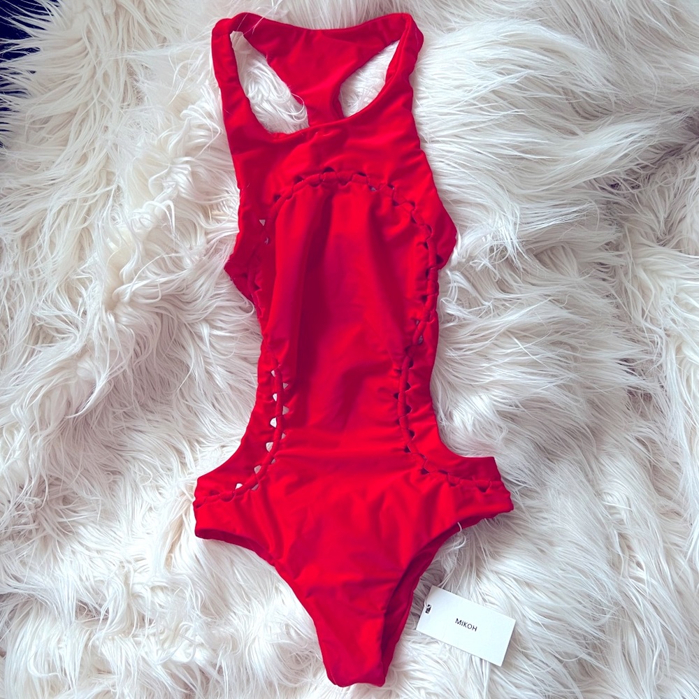 MIKOH Red Mahina One Piece Swimsuit in Small NWT